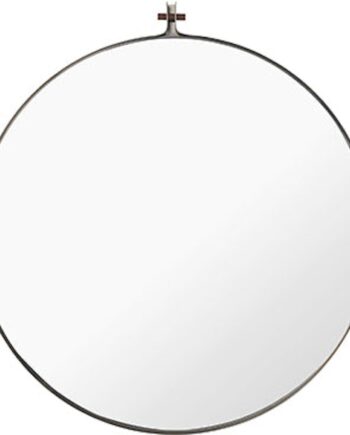 Kristina Dam Dowel Vægspejl   Rustfrit Stål Sølv Med Valnødprop ø70 Cm Nordisk Minimalisme