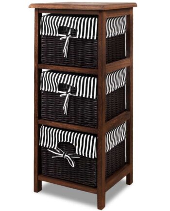 Kurvehylde Med   Skuffer 71x 31x 25 Cm  Brun-hvid