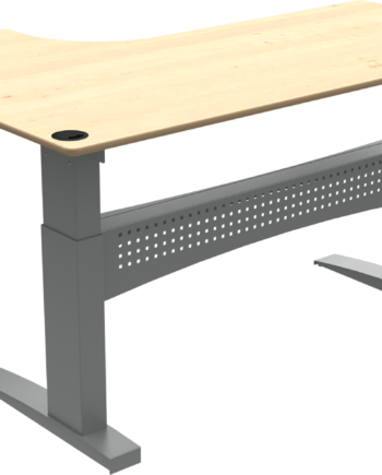 -form Hæve- Sænkebord Sidde- Og Ståbord Zennord Flexdesk Ahorn Sølv 120x180 Cm Højde 65-122 Cm