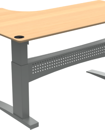 -formet To-bens Hæve- Sænkebord Zennord Flexdesk Højrevendt Natur Sølv Bøgefinér H65 122 Cm L180ã B120
