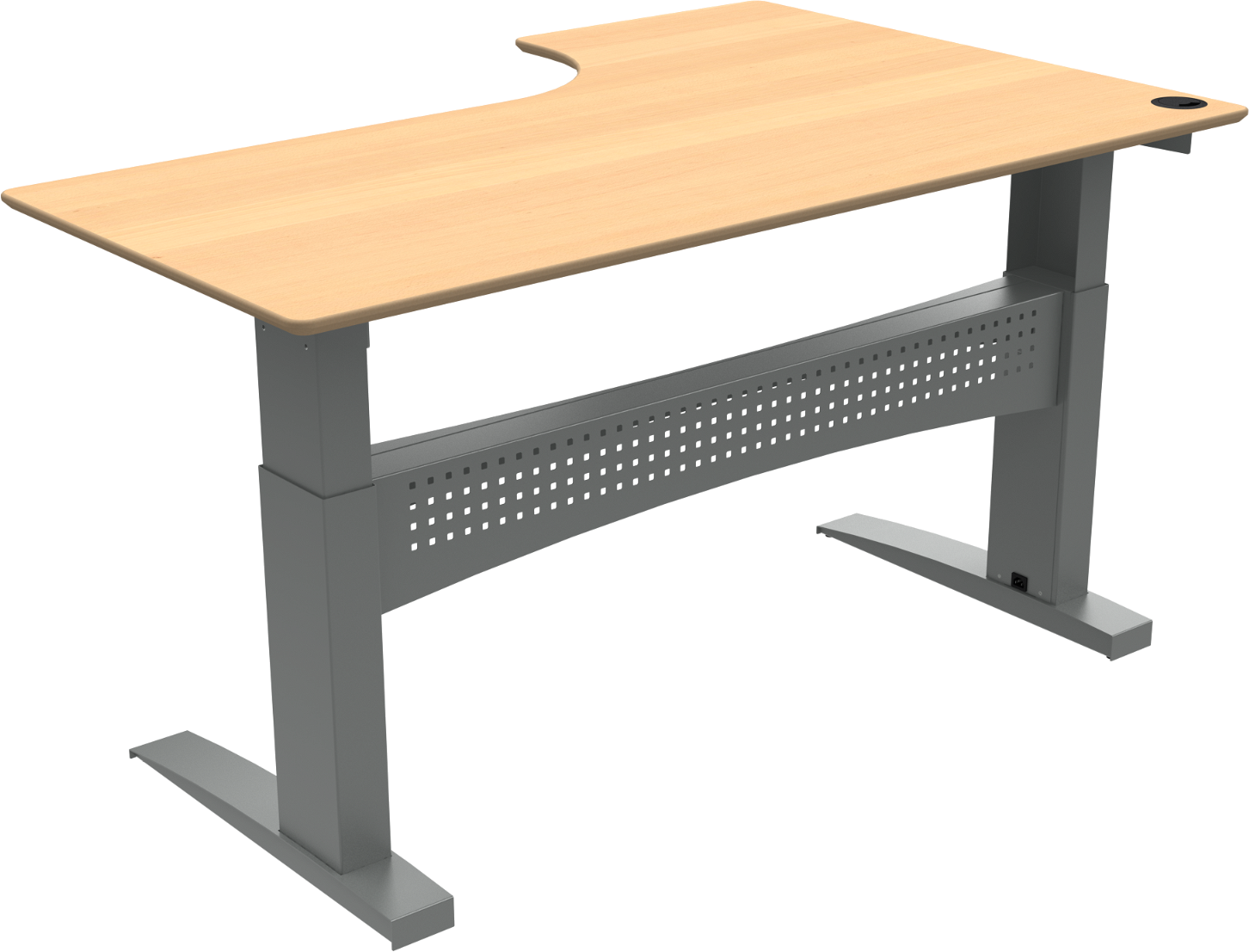 -formet To-bens Hæve- Sænkebord Zennord Flexdesk Natur Bøg Sølv 180 120 Cm