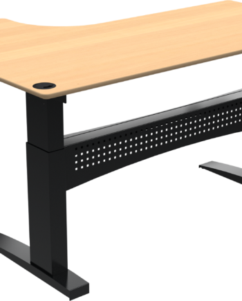 -formet To-bens Hæve- Sænkebord Zennord Flexdesk Natur Sort Bøg 180x120 Cm H65-122 Cm