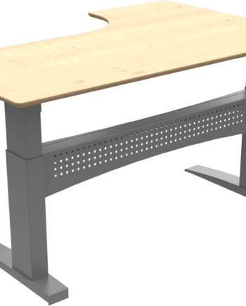 -formet To-bens Hæve- Sænkebord Zennord Flexdesk Venstrevendt  Ahorn Bordplade Sølvramme