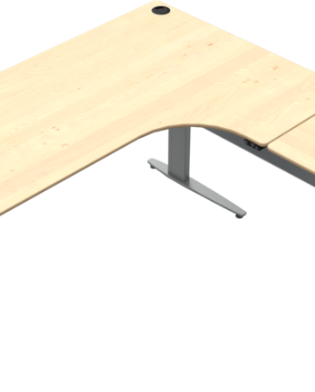-formet Tre-bens Hæve- Sænkebord Zennord Movemate   Ahornfinér Natur Sølvstel 68-120 Cm Højde 180x180 Cm