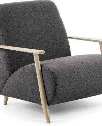 Lænestol Armstol Kave Home Meghan Sort Natur Polstret Varese Stof Asketræ Wenge Finish Anti-plet