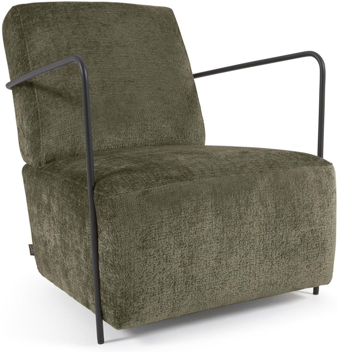 Lænestol Gamer Fra Kave Home Grøn Chenillepolstring Sort Stålramme Rustik Kolonial Vintage Design