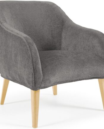 Lænestol Kave Home Bobly Grå Chenille Med Ben   Massiv Bøg 80x65x75 Cm