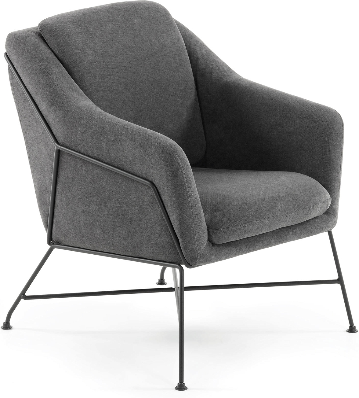 Lænestol Kave Home Brida Moderne Polstret Stol   Grafitstof Til Stuen H82ã B68ã L73 Cm