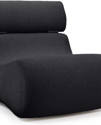 Lænestol Kave Home Club   Sort Shearling Stof   Moderne Polstret Loungestol