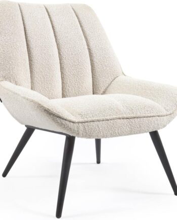 Lænestol Kave Home Marlina Nordisk Moderne Hvidt Stof Sorte Ben 86x74x77 Cm