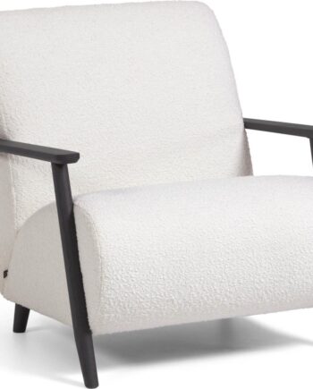 Lænestol Kave Home Meghan Hvid Sort Fleece Asketræ Wenge Nordisk Minimalisme