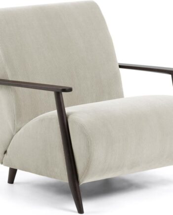 Lænestol Kave Home Meghan Vintage Pletafvisende Fløjl Beige Natur Brun Med Asketræ H78xb77xl83 Cm