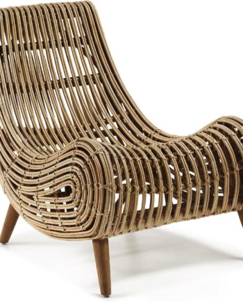 Lænestol Kave Home Tika   Rattan Lounge Stol Med Mahognifødder Natur  Rustik Kolonial Stil