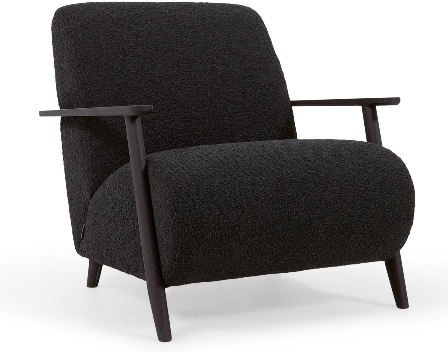 Lænestol Meghan Fra Kave Home Sort Fleece-stof Og Asketræ Wenge Ben