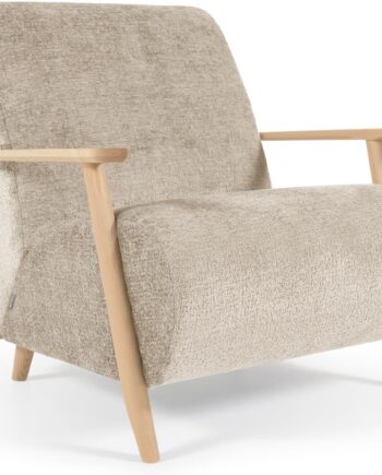 Lænestol Meghan Kave Home Beige Chenille Med E0 Asketræsramme Miljøvenlig