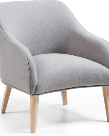 Lænestol Relaxstol Kave Home Bobly Nordisk Design Grå Natur Plettebestandigt Teflon-behandlet Varese-stof Massivt Bøgetræ Ben