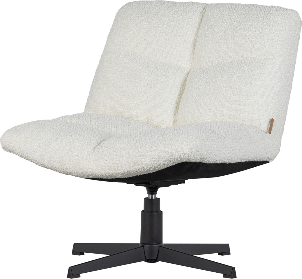 Lænestol Woood Exclusive Vinny Drejestol  Hvid Bouclé  Sort Metalbase  100  Polyester  H80ã B75ã D75 Cm