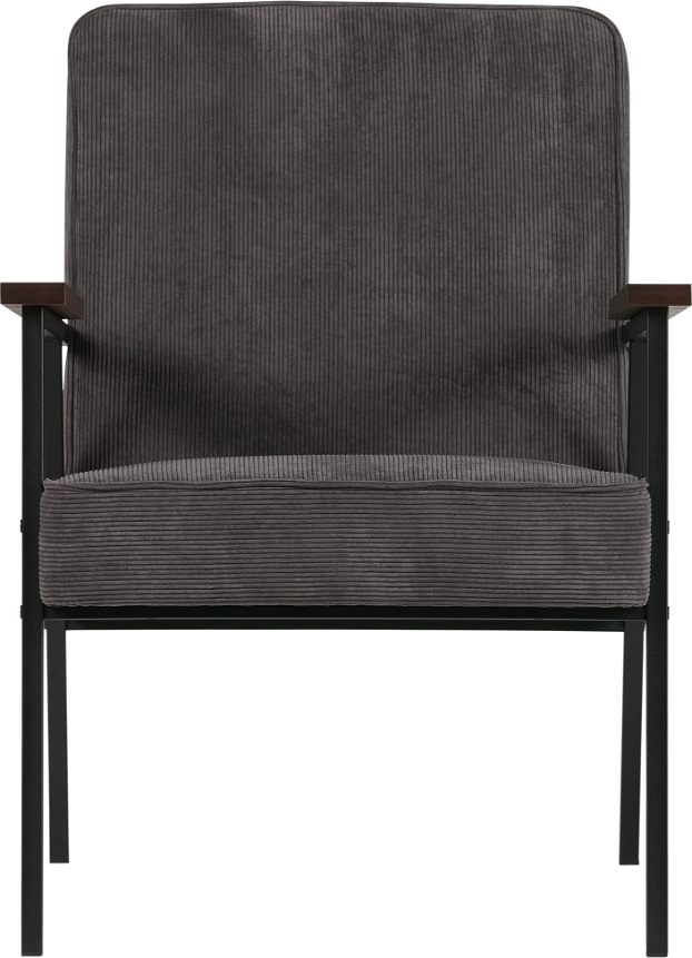 Lænestol Woood Sally Antracitgrå Ribbet Polyester Nylon  Sort Metalramme   H87xb65xd82 Cm