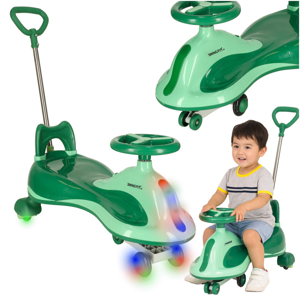 Led Swing Fix S2 Gravitationsscooter Med Håndtag Grøn Maks 100 Kg
