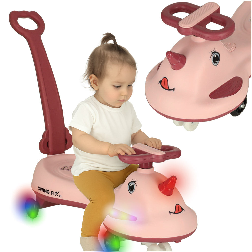 Led Swing Fix S1 Gravitationsscooter Med Håndtag Pink Maks 65 Kg
