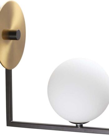 Led-væglampe Ideal Lux Birds Mat Sort Med Satin Messing   Hvidt Glas ø115