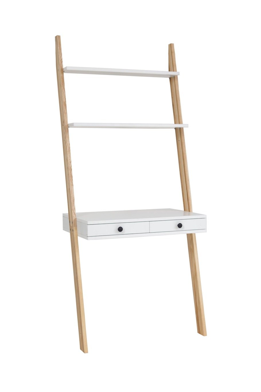 Leno Stigehylde Skrivebord 79x183cm Asketræ   Hvid