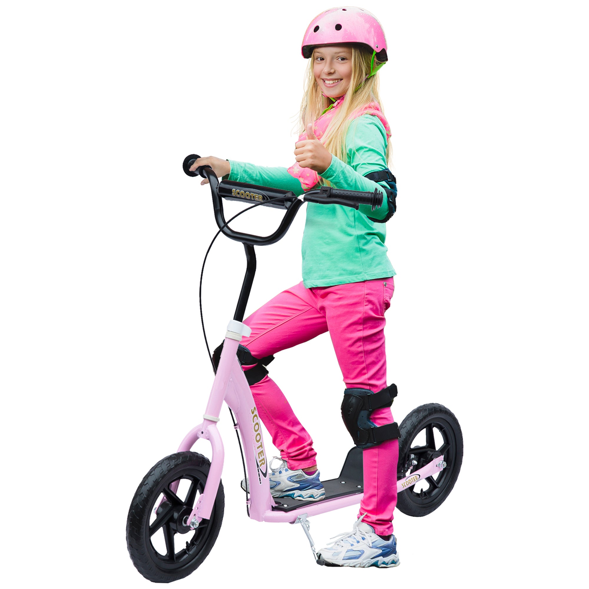 Løbehjul Til Børn Med Håndbremse Støtteben 12-tommer Hjul Fra år Stål Pink 120 52 88 Cm