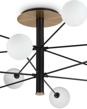 Loftlampe Ideal Lux Cosmopolitan ø145 Cm Sort Metal Glas Med Satin Messing Detaljer