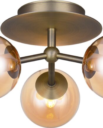 Loftslampe Halo Design Atom ø26   H16 Cm Rav Antik Messing Med Fleksible Arme Og Integreret Dæmper