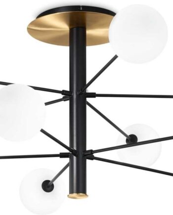 Loftslampe Ideal Lux Cosmopolitan 10-armet Sort Metal Med Syreætsede Glas ø124 Cm