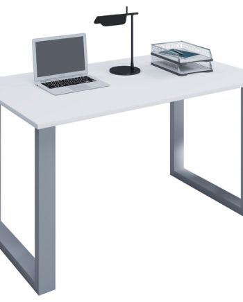 Lona  -feet Skrivebord Hvid Træ Og Sølvgrå Metal  110x50