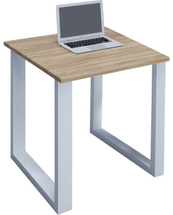 Lona  -feet Skrivebord Natur Træ Og Hvid Metal  80x80