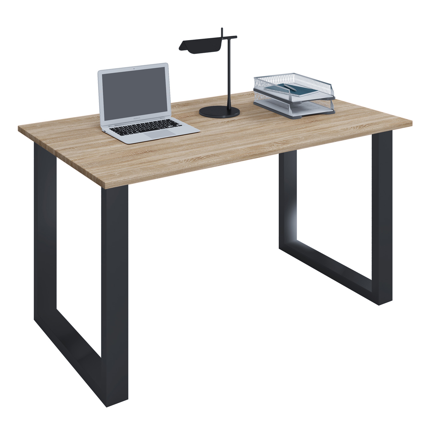 Lona -feet Skrivebord Natur Træ Og Sort Metal 110x80