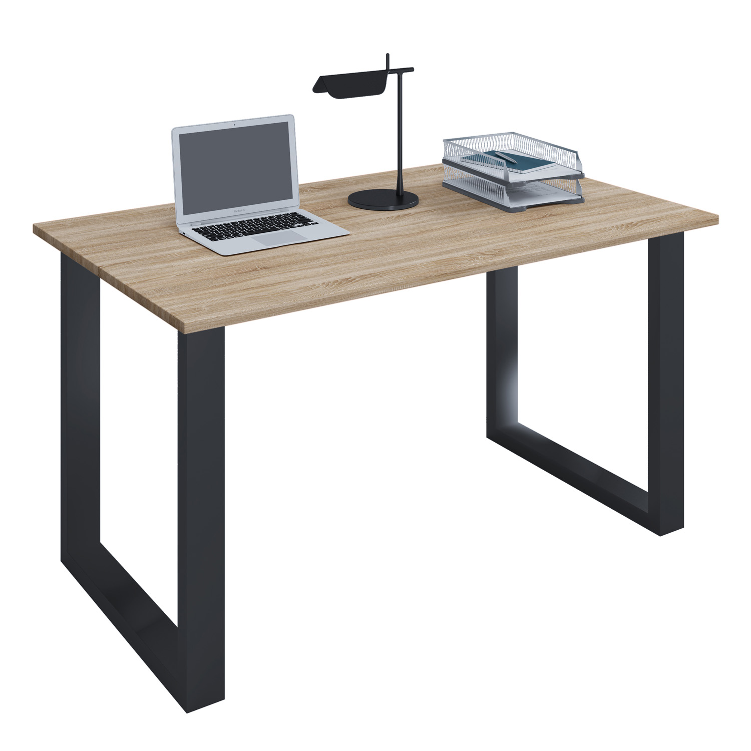 Lona -feet Skrivebord Natur Træ Og Sort Metal 140x80