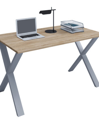 Lona  -feet Skrivebord Natur Træ Og Sølvgrå Metal  140x50