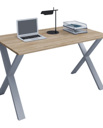 Lona  -feet Skrivebord Natur Træ Og Sølvgrå Metal  140x80