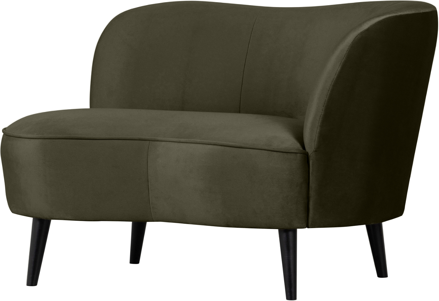 Loungesofa Woood Sara Right   Mørkegrøn Polyester Med Slanke Sorte Ben H71ã B81ã L112 Cm