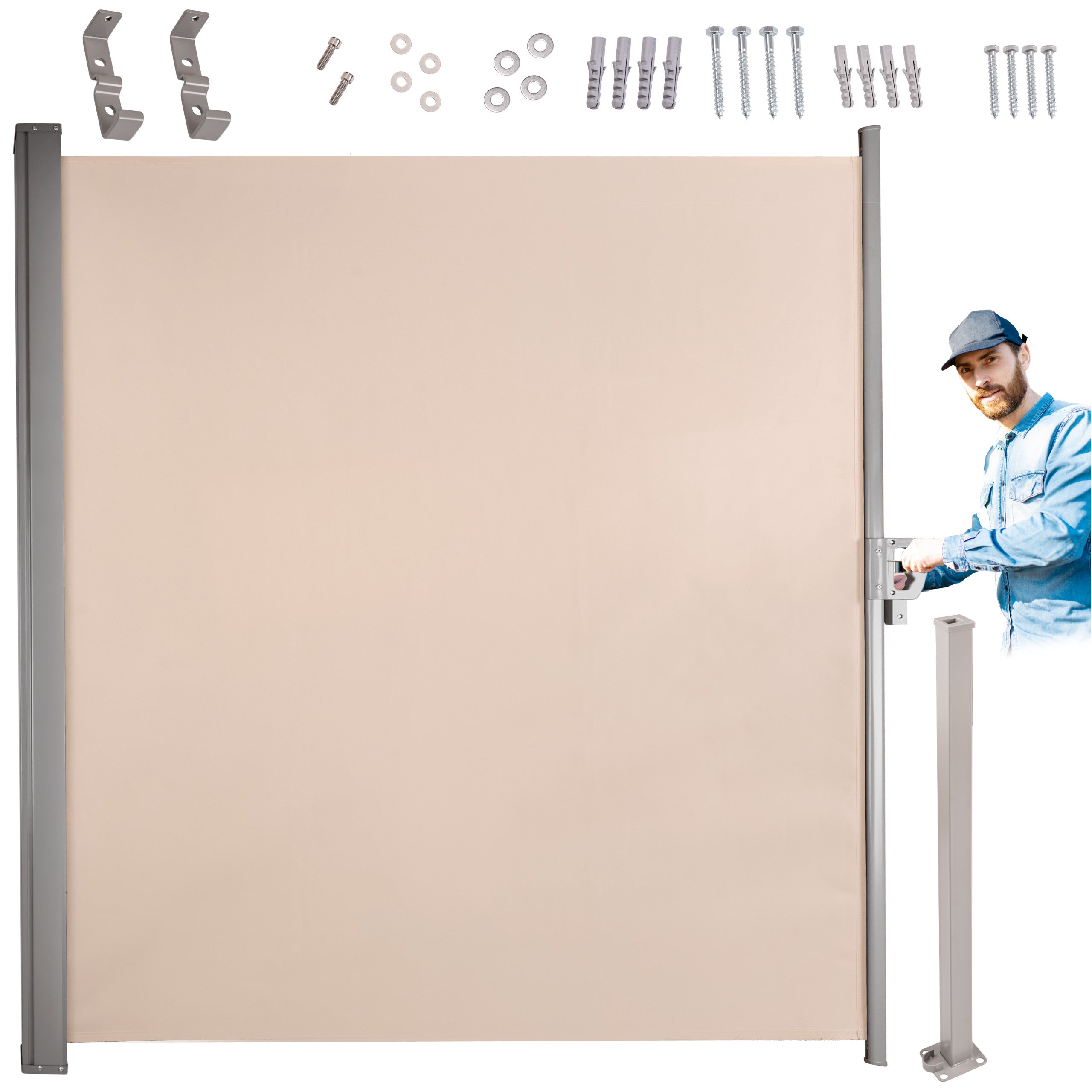 Luaro Markise Til Sideterrasse Udtrækkelig 180 400 Cm Beige