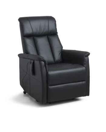 Lucas Recliner Stol       Motor  Vippefunktion  Fodskammel Og Armlæn Sort Læder Pvc