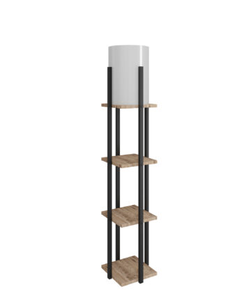 Lumi Lystrion Gulvlampe       Hylder Stof Og Natur Sort Spånplade Mdf