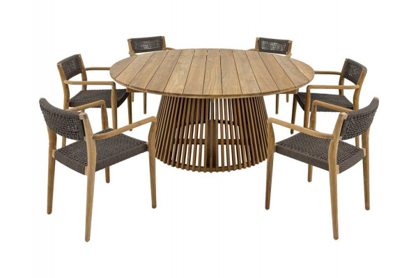 Luna Tonka Teak Havemøbelsæt     Stole ø180 Cm