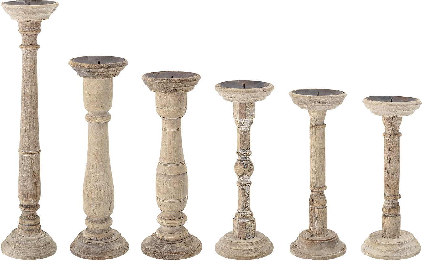 Lysestage Creative Collection Carola Håndlavet Genbrugstræ H52 Cm Natur