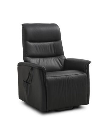 Max Recliner Stol       Motorer  Sædeløft  Vippefunktion  Fodskammel Og Armlæn Sort Læder Pvc