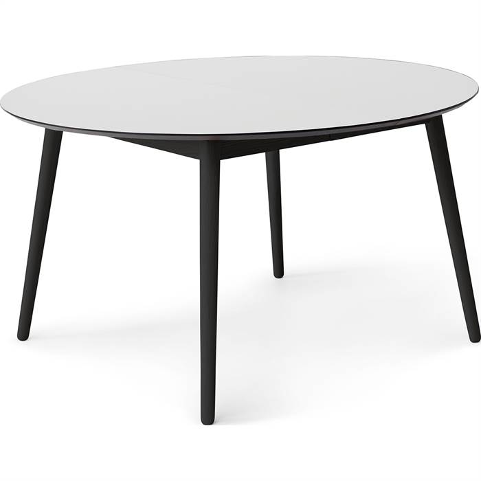Meza By Hammel Spisebord Round  :135 Cm  Hvid Laminat Ben   Sort Bejdset Ask Inkl    Tillægsplader  : Erling Christensen Møbler