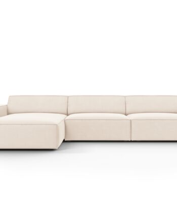 Micadoni Jodie Hjørnesofa  Venstre    Sæder Beige Fløjl Og Sort Plastik