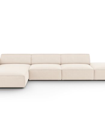 Micadoni Jodie Hjørnesofa  Venstre    Sæder Beige Fløjl Og Sort Plastik