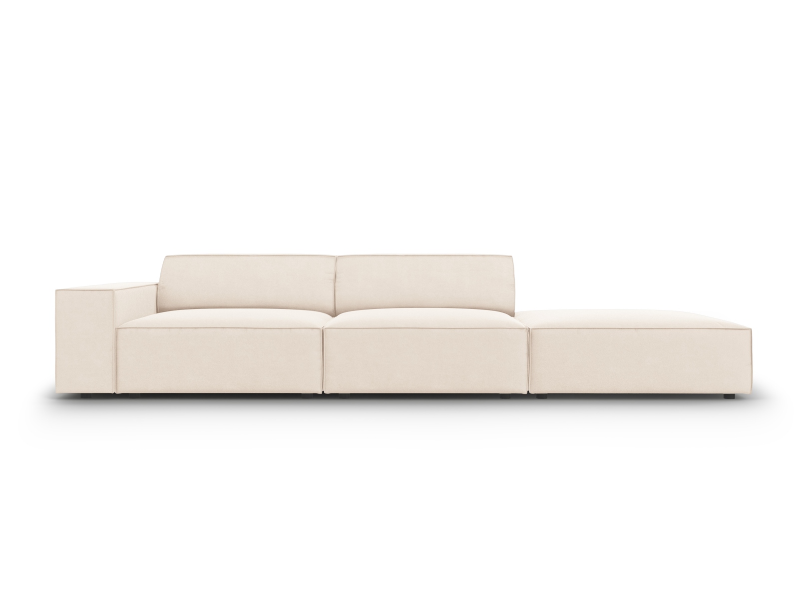 Micadoni Jodie Sofa  Højre    Sæder Beige Fløjl Og Sort Plast