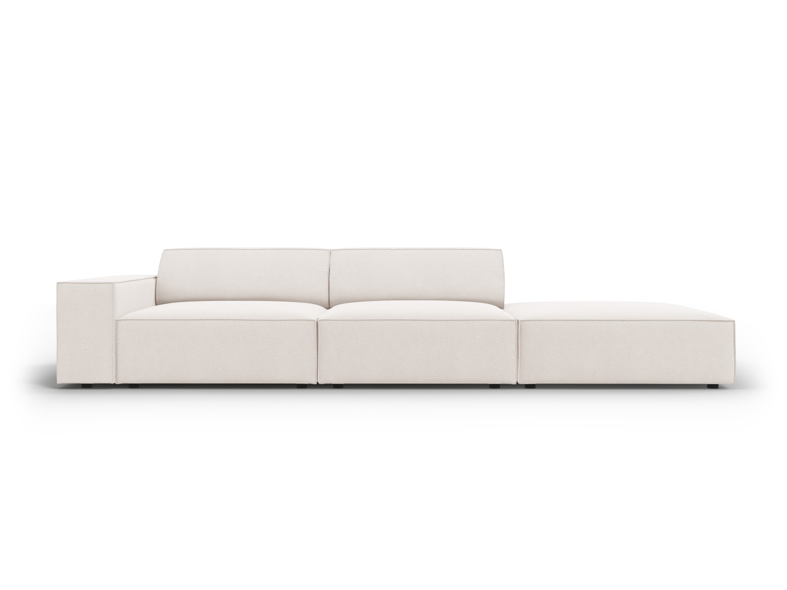Micadoni Jodie Sofa  Højre    Sæder Beige Stof Og Sort Plast