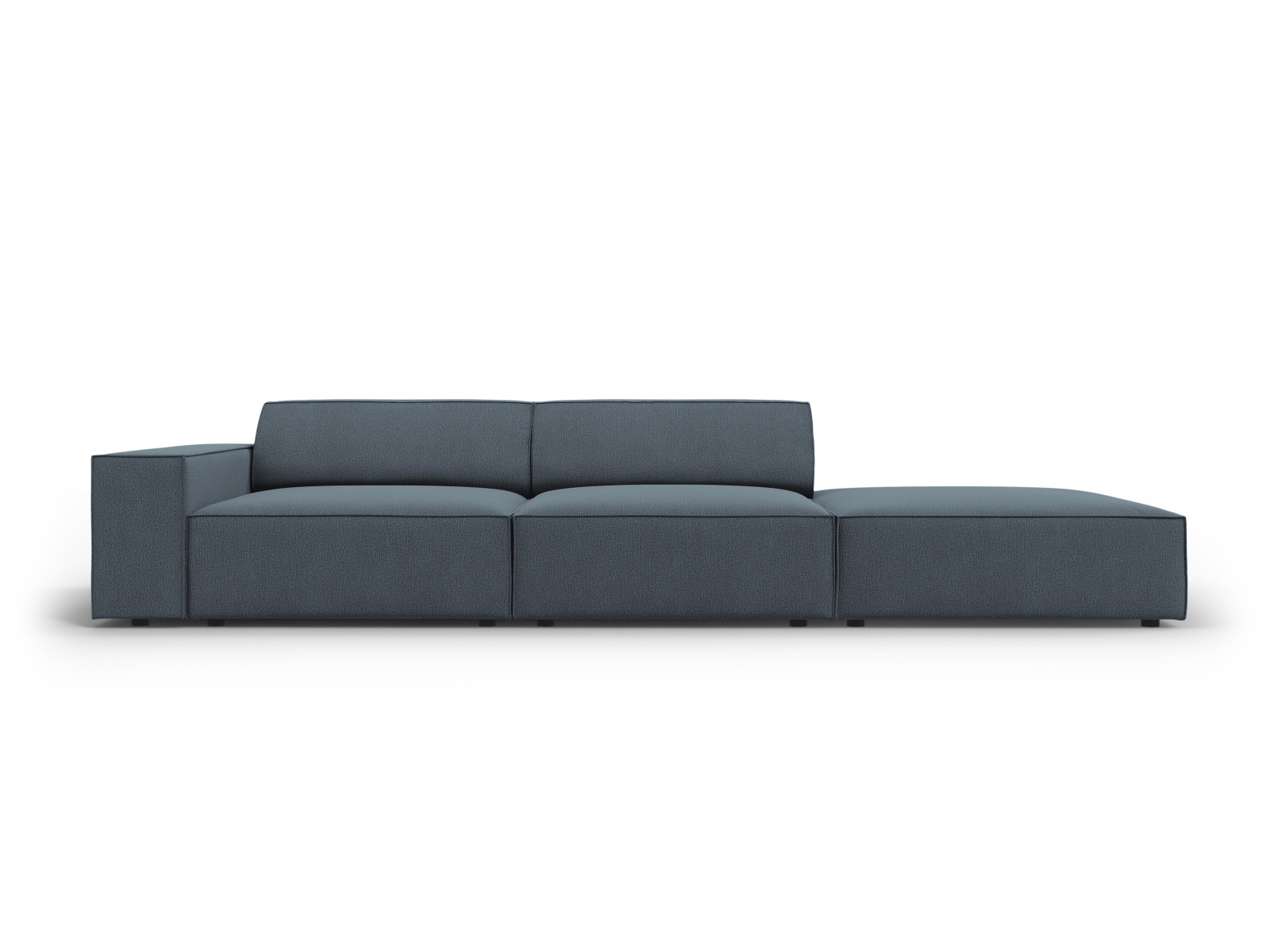 Micadoni Jodie Sofa  Højre    Sæder Blå Stof Og Sort Plast