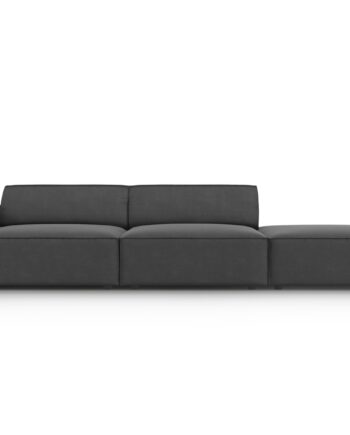 Micadoni Jodie Sofa  Højre    Sæder Grå Fløjl Og Sort Plast
